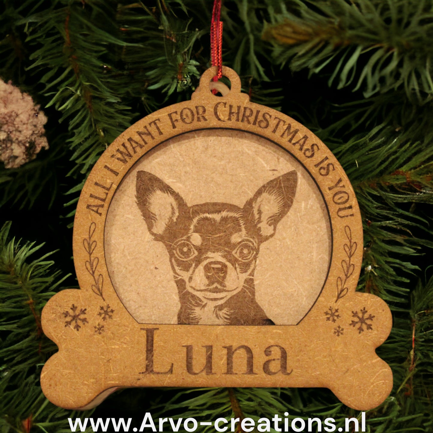 Gepersonaliseerde Kersthangers met Jouw Trouwe Viervoeter! 51 verschillende rassen!