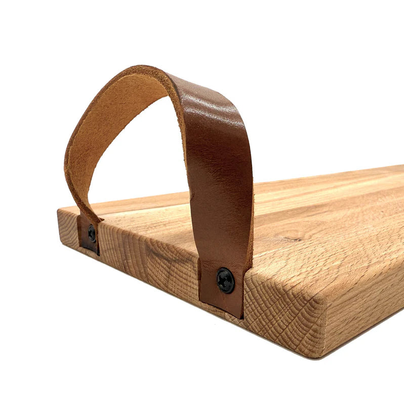 Borrelplank Mattias 69x19x2 cm (leren handvat)