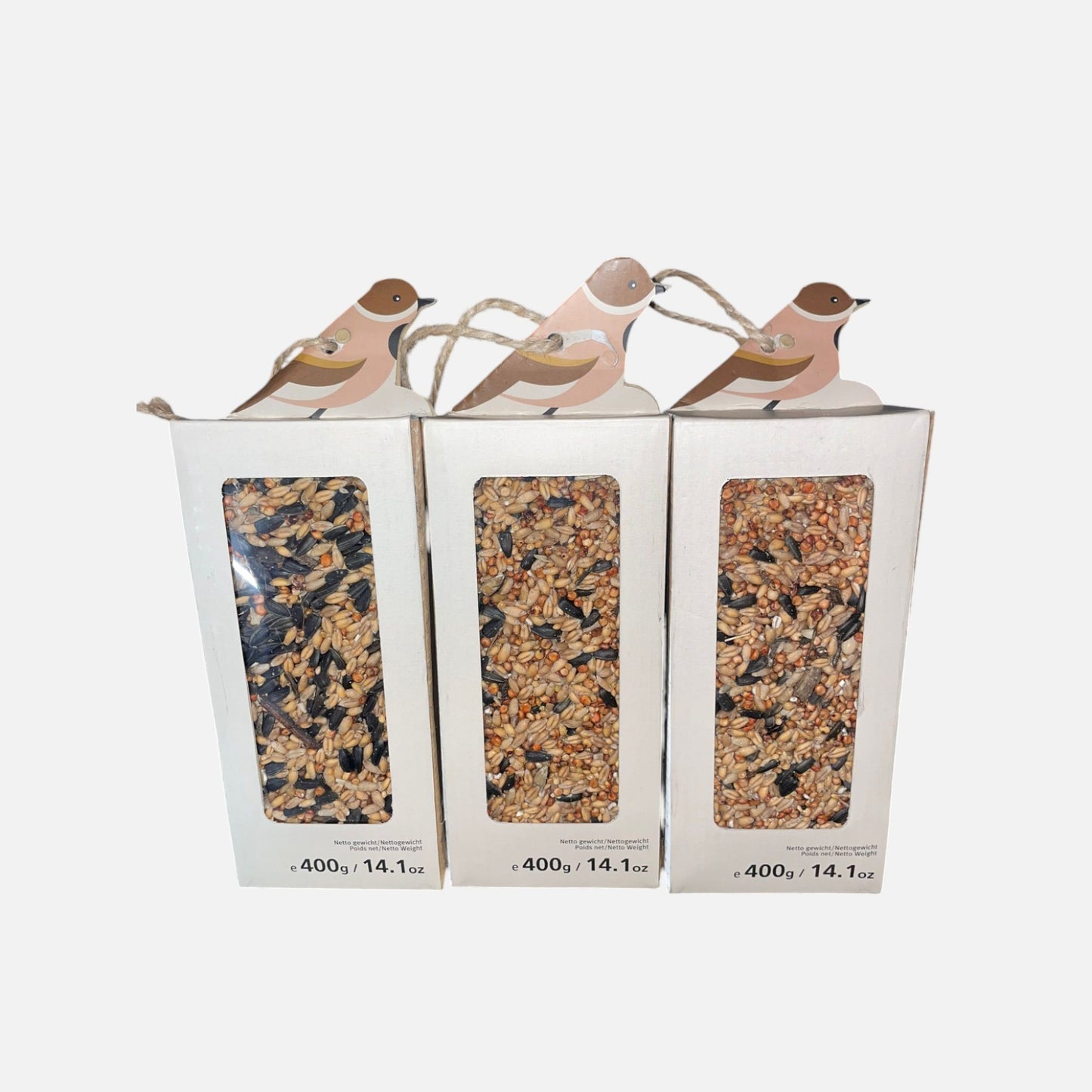 Voedersilo vogels mussen (achterkant indrukken en dan kunnen de vogels hieruit eten)