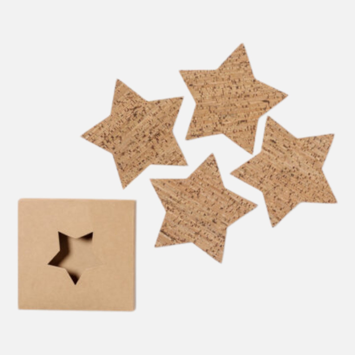 Set van 4 stervormige onderzetters van kurk