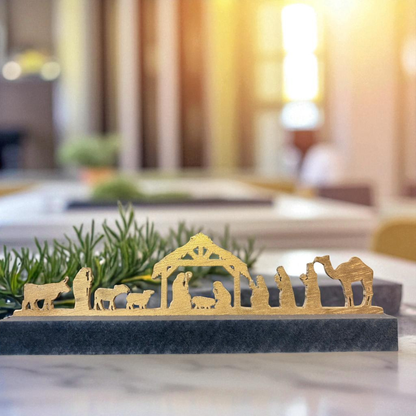 Kerststal silhouet Goud
