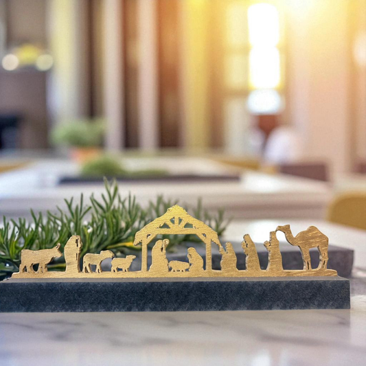 Kerststal silhouet Goud
