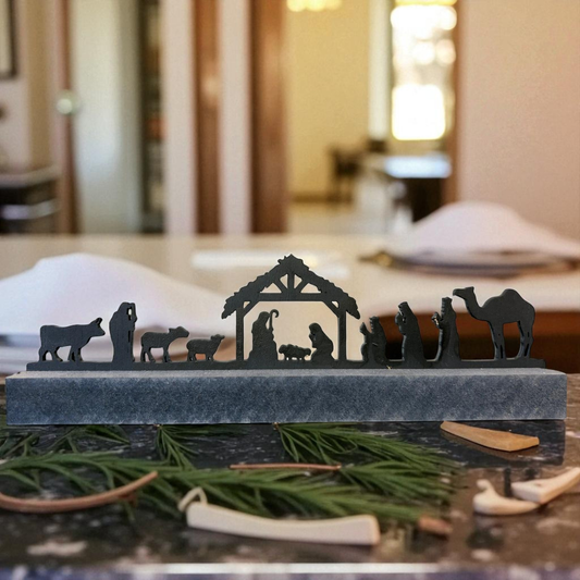 Kerststal silhouet Zwart
