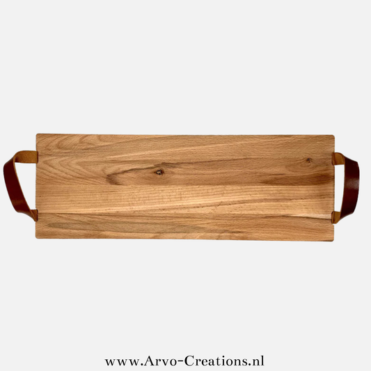 Borrelplank Nadine 48x17x2 cm (leren handvat)