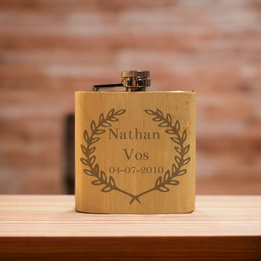 Veldfles met naam hout