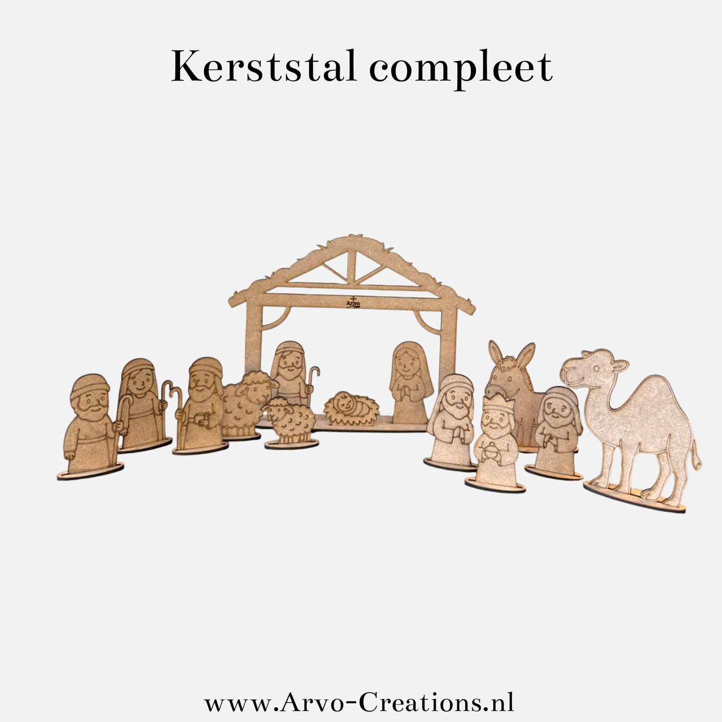 Houten Kerststal compleet met GRATIS Stiften