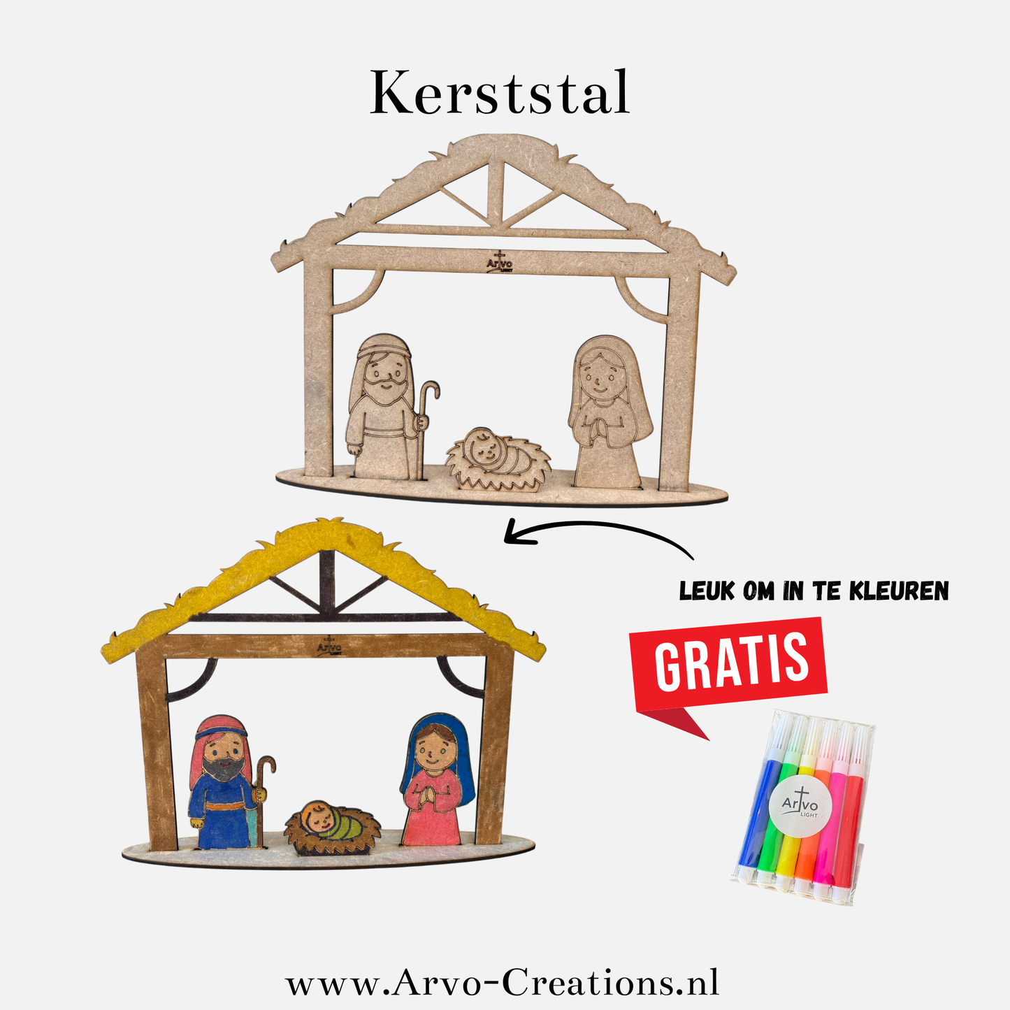 Kerststal Basisset met GRATIS stiften