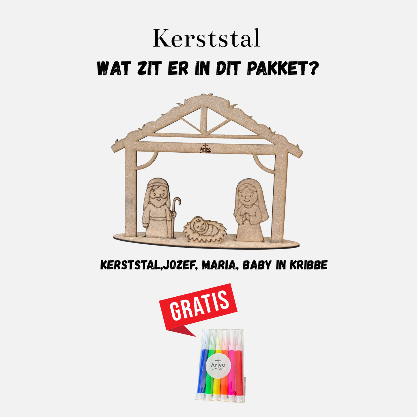 Kerststal Basisset met GRATIS stiften
