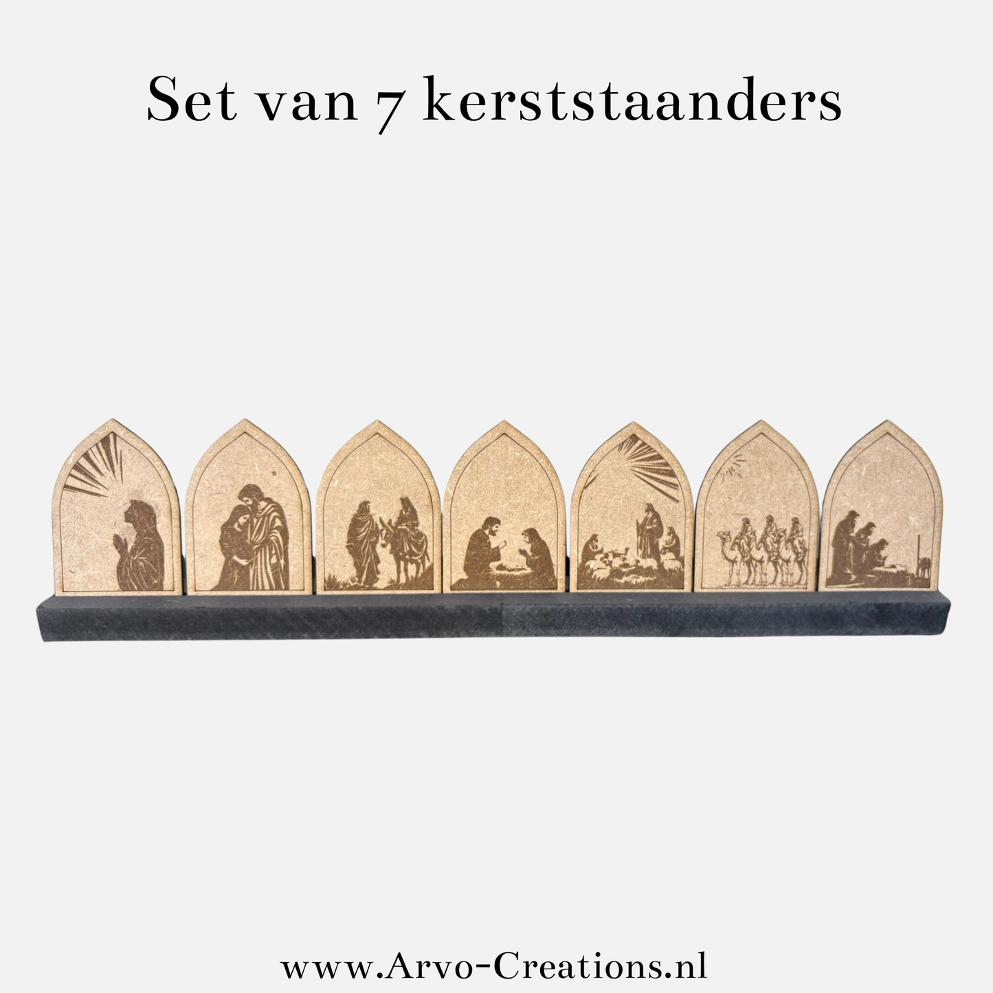 Set van 7 kerststaanders – Het kerstverhaal in beeld