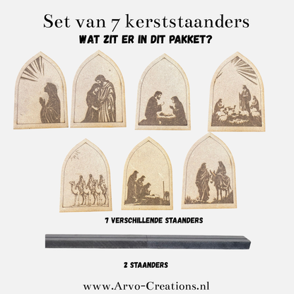 Set van 7 kerststaanders – Het kerstverhaal in beeld