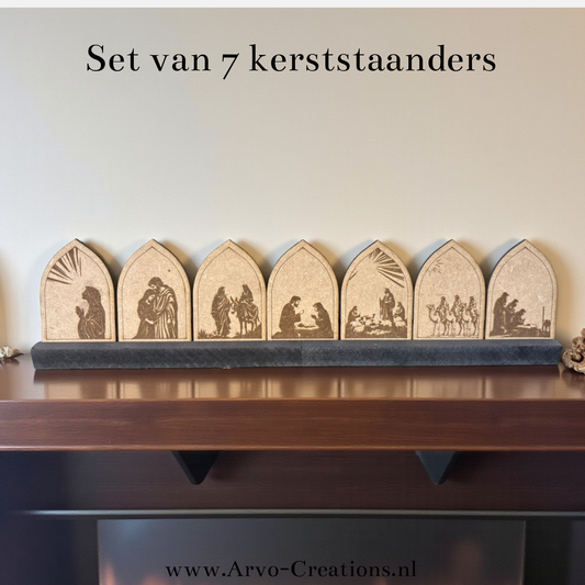 Set van 7 kerststaanders – Het kerstverhaal in beeld