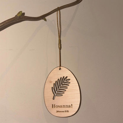 Christelijke Paashangers – Set van 4 houten paaseieren met bijbeltekst