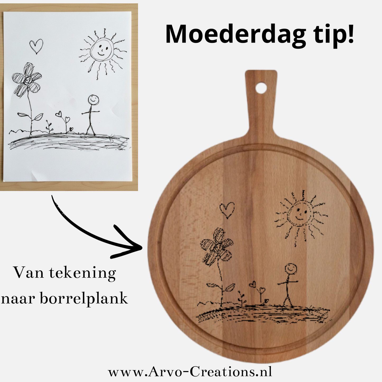 Borrelplank met eigen tekening