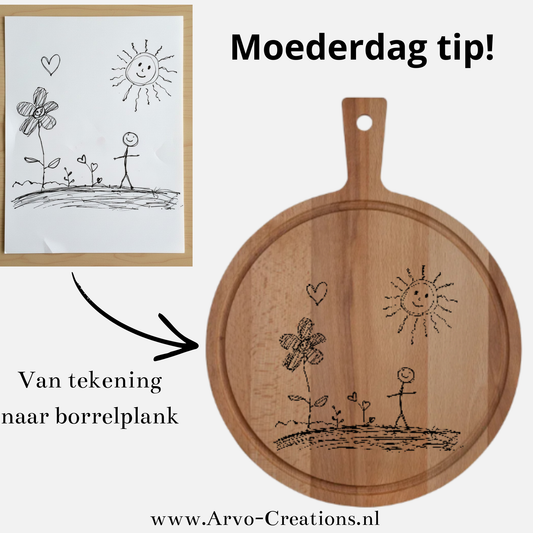 Borrelplank met eigen tekening