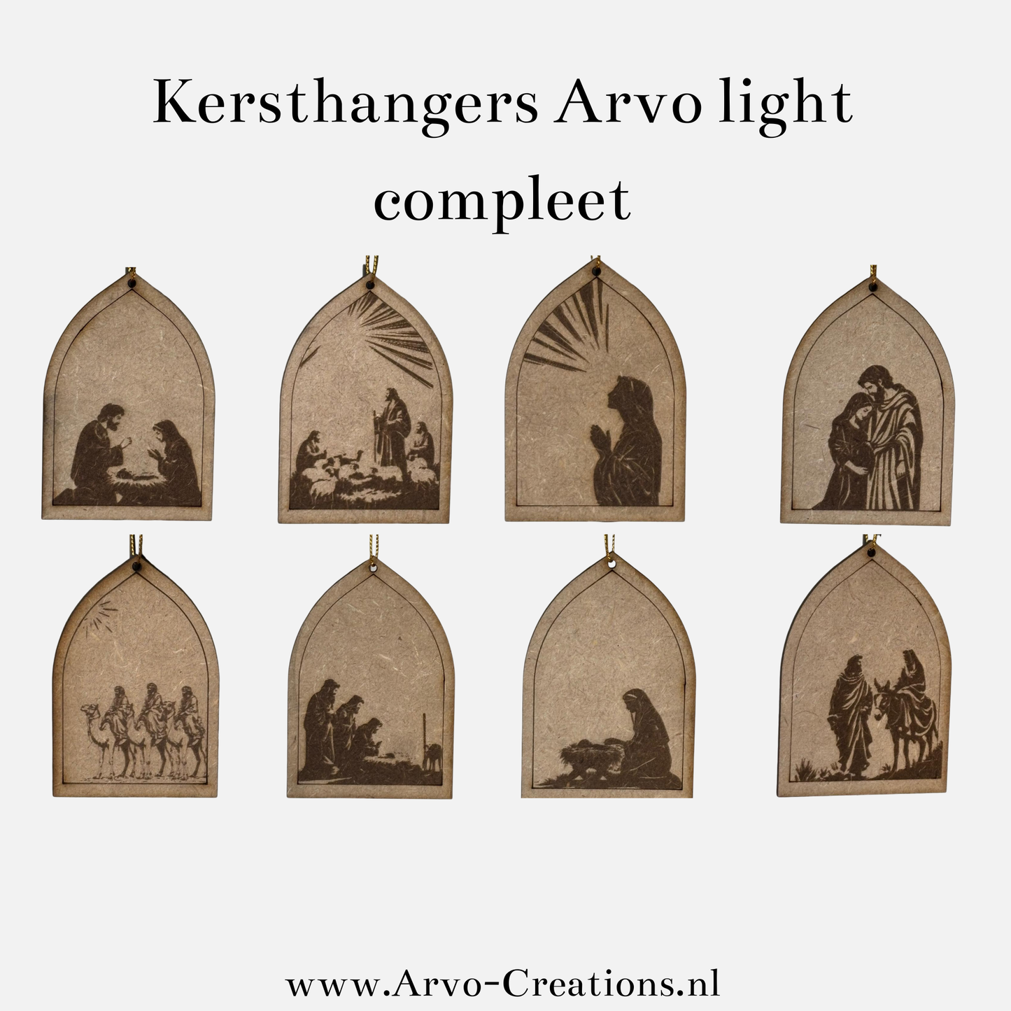 Kersthangers compleet set van 8 hangers