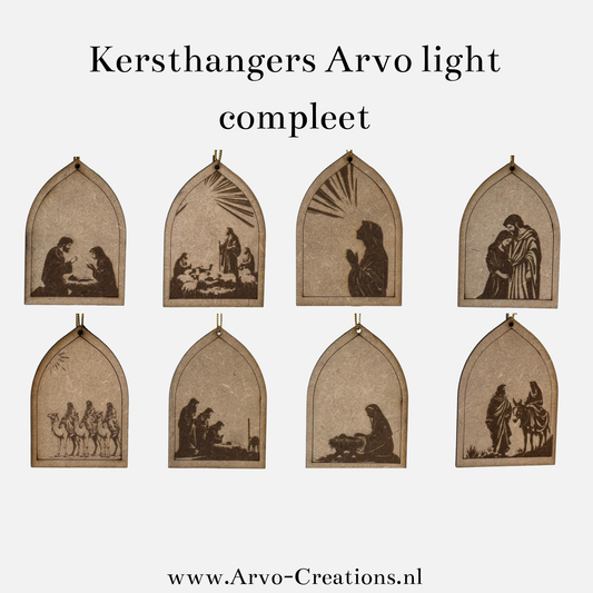 Kersthangers compleet set van 8 hangers