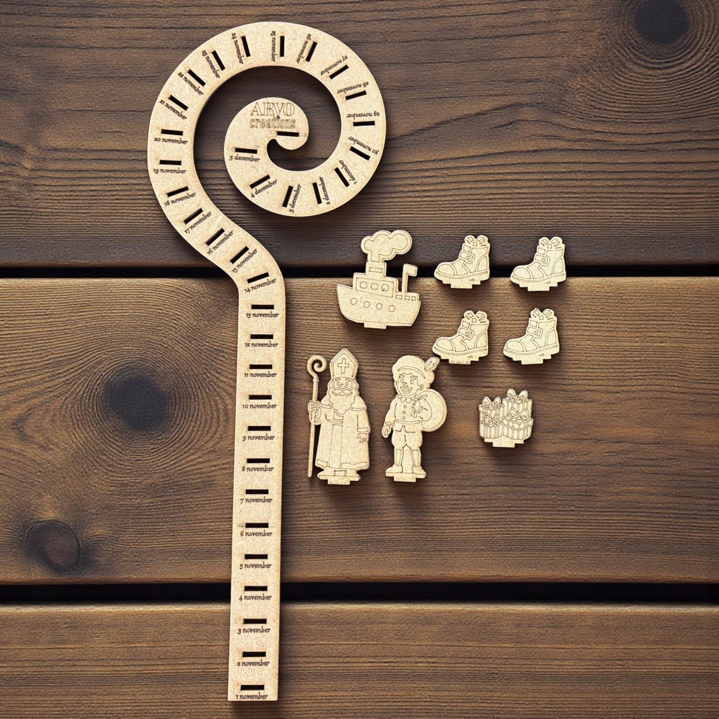 Aftelkalender Sinterklaas – met houten icoontjes